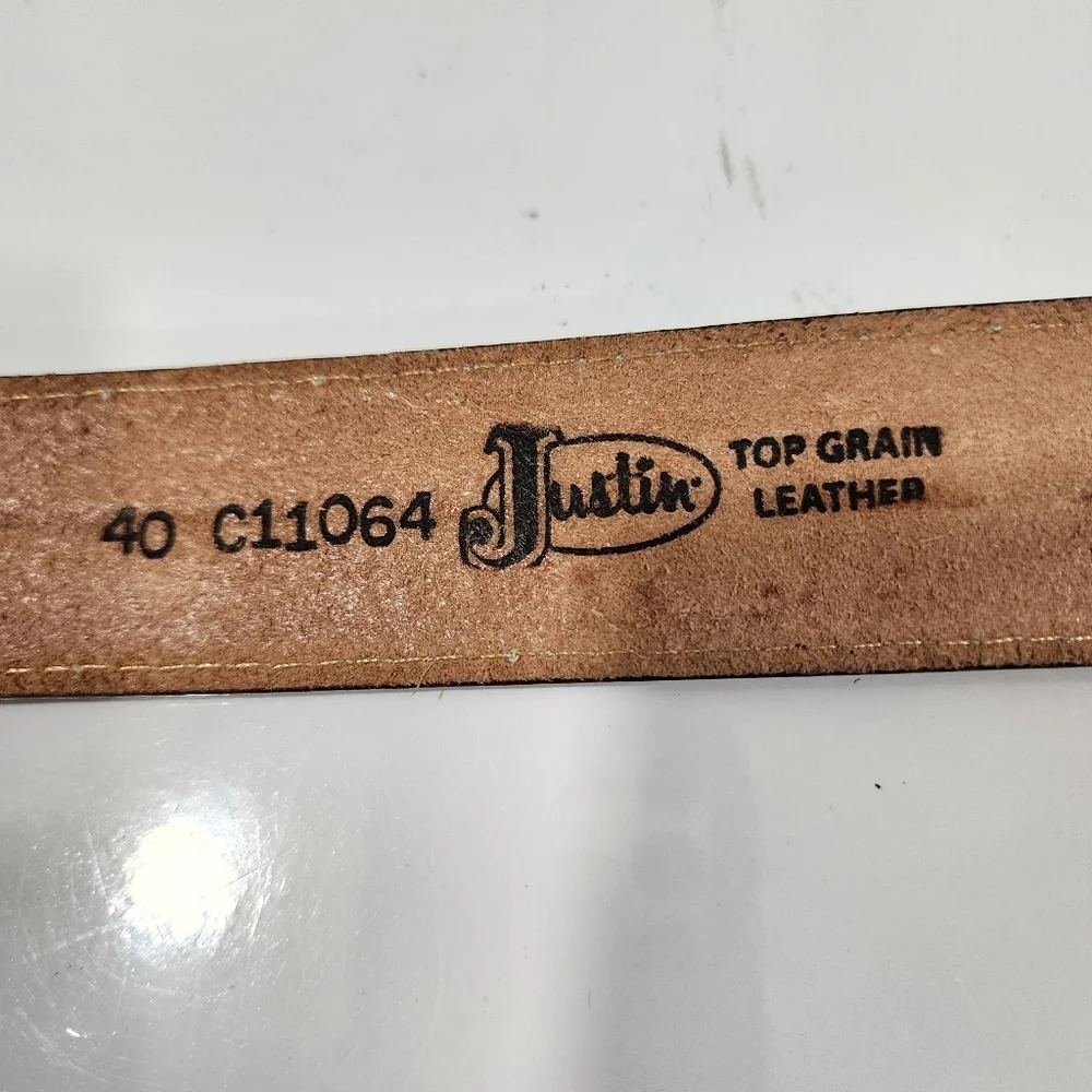 JUSTIN LEATHER TOOLED WESTERN BELT